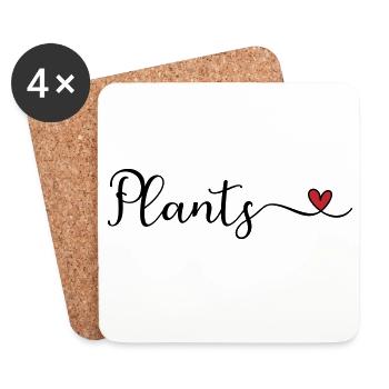 Plants Heart niedliche Typografie - Untersetzer (4er-Set) - Weiß - Vorne