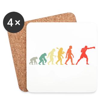 Retro Boxen Evolution Grafik Männer Jungs Boxsport - Untersetzer (4er-Set) - Weiß - Vorne