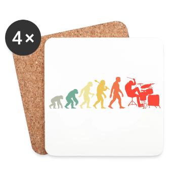Retro Schlagzeuger Evolution Schlagzeug für Männer - Untersetzer (4er-Set) - Weiß - Vorne