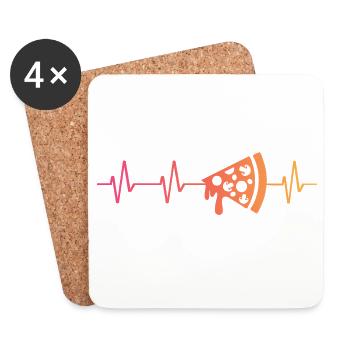 Pizza Sunset Heartbeat of Pizza - Coasters (set of 4) - white - Front