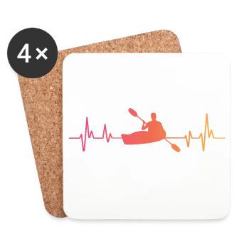 canoéiste kayak sunset battement de coeur canoë - Dessous de verre (lot de 4) - blanc - Devant