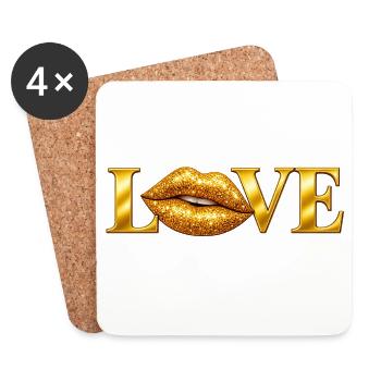 Love Golden Lips - Coasters (set of 4) - white - Front