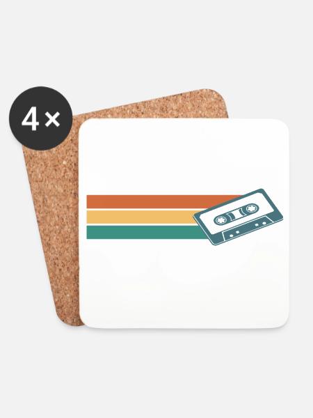 Kassette Retro Vintage - Untersetzer (4er-Set) - Weiß