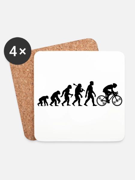 Radfahrer Evolution Radfahren Radsport - Untersetzer (4er-Set) - Weiß