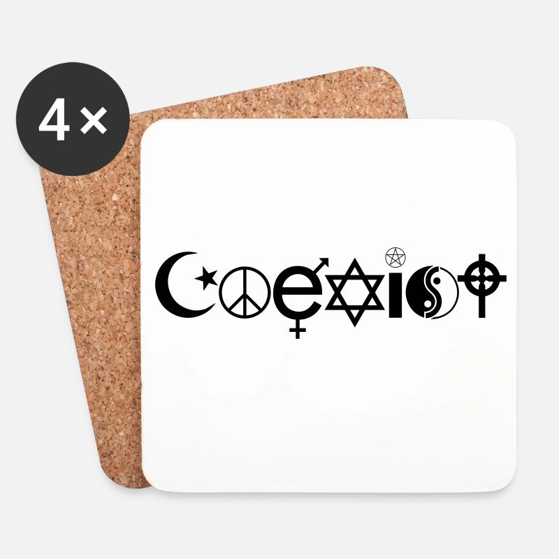 Coexist Symbol Shirt – Frieden Vielfalt Tolleranz - Untersetzer (4er-Set) - Weiß