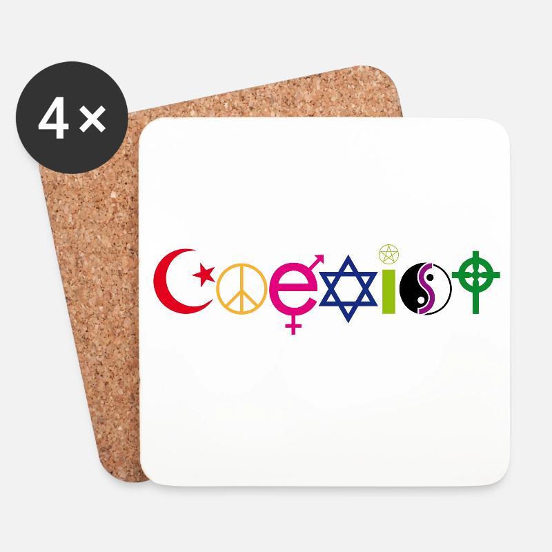 Coexist Symbol Shirt – Frieden Vielfalt Toleranz - Untersetzer (4er-Set) - Weiß