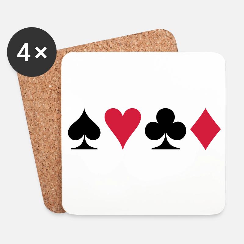 Poker (V) - Untersetzer (4er-Set) - Weiß