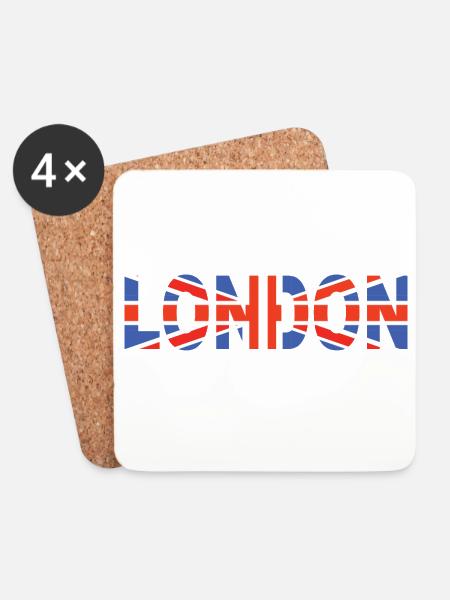 London laid down with flag - Coasters (set of 4) - white