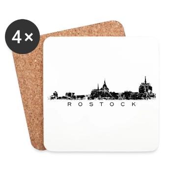 Rostocker Skyline (Vintage Schwarz) Rostock - Untersetzer (4er-Set) - Weiß - Vorne