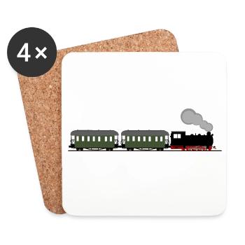 Train railroad steam locomotive narrow-gauge railway nostalgia - Coasters (set of 4) - white - Front