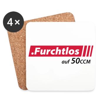 Furchtlos auf 50ccm Stolzer Mofa- und Mopedfahrer - Untersetzer (4er-Set) - Weiß - Vorne