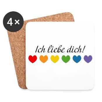 Regenbogenherzchen Ich liebe dich LGBT lgbtqi quee - Untersetzer (4er-Set) - Weiß - Vorne
