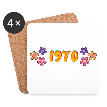 1970 hippie style - Dessous de verre (lot de 4) - blanc - Devant