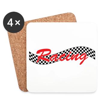 Racing Checked Flag - Car Auto Bike Race - Untersetzer (4er-Set) - Weiß - Vorne