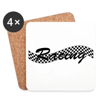 Drapeau à cocher de course - Car Auto Bike Race - Dessous de verre (lot de 4) - blanc - Devant
