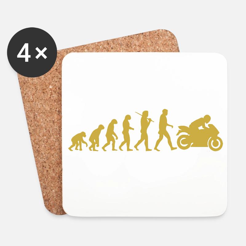 Motorrad-Evolution - Untersetzer (4er-Set) - Weiß