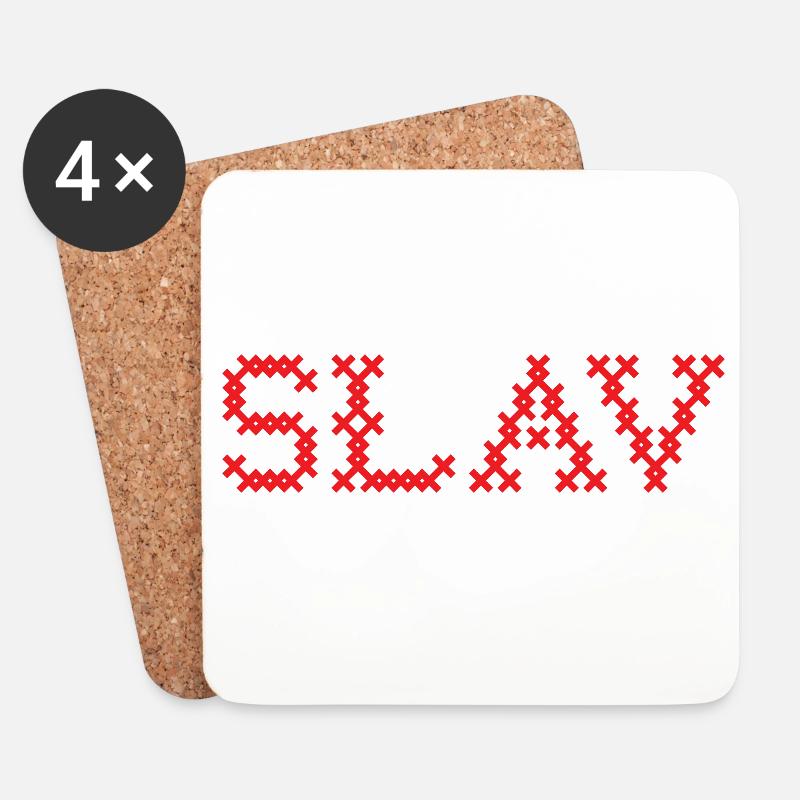 SLAV Slavic Folk Slawisch - Untersetzer (4er-Set) - Weiß