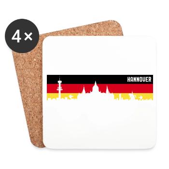 Hannover Deutschland Flagge Niedersachsen Skyline - Untersetzer (4er-Set) - Weiß - Vorne