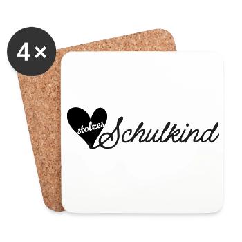 stolzes Schulkind schwarz - Untersetzer (4er-Set) - Weiß - Vorne