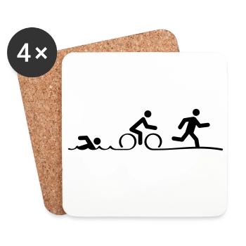 Triathlon, triathlon, natation, cyclisme et course à pied - Dessous de verre (lot de 4) - blanc - Devant