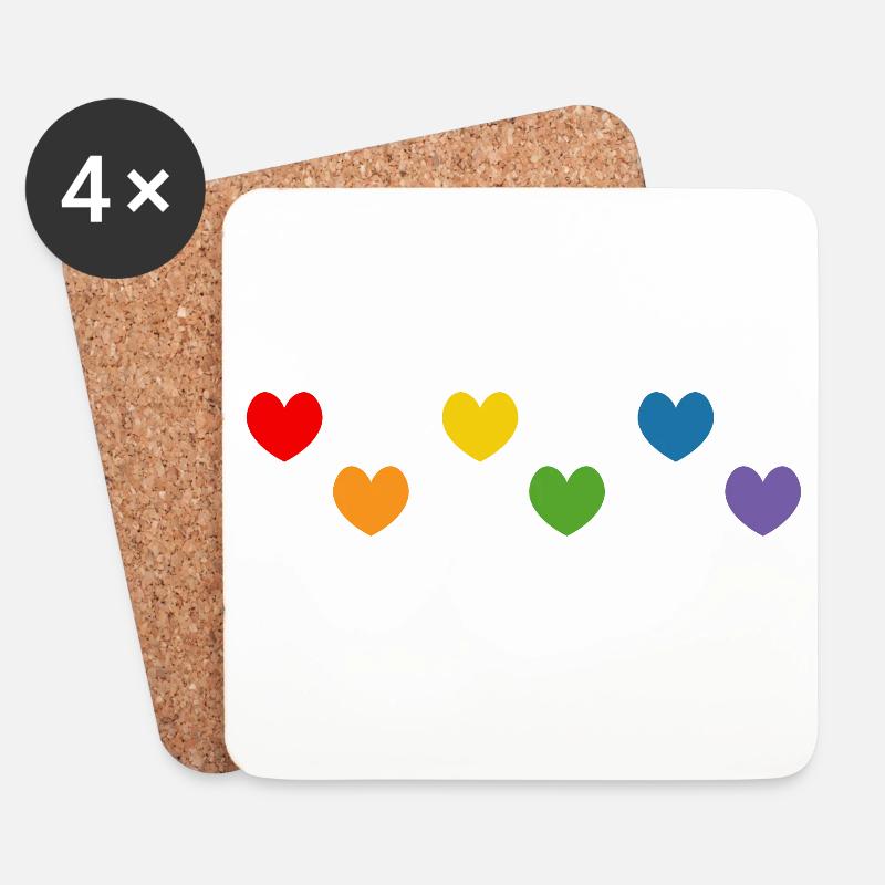 Regenbogeherz Tshirt Mix LGBTQ - Untersetzer (4er-Set) - Weiß