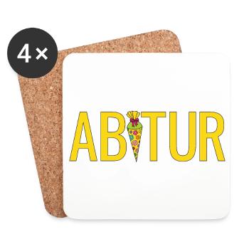 Abitur Schultüte Gymnasium Tüte Zuckertüte Abi - Untersetzer (4er-Set) - Weiß - Vorne