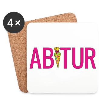 Abi Schultüte Gymnasium Tüte Zuckertüte Abitur - Untersetzer (4er-Set) - Weiß - Vorne