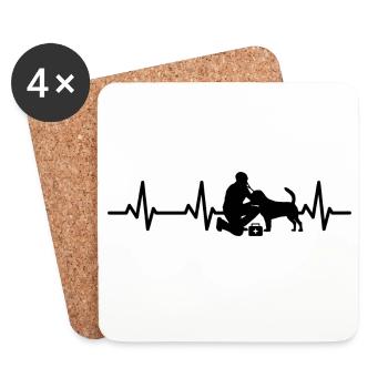 Vétérinaire ECG Heart Line - Dessous de verre (lot de 4) - blanc - Devant
