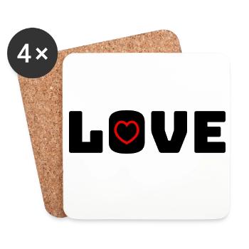 Love Heart red - Coasters (set of 4) - white - Front