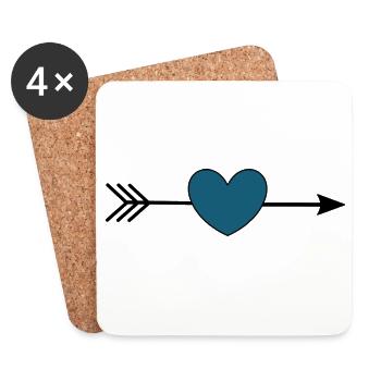 blaues Herz mit Pfeil Valentinstag Geschenk - Untersetzer (4er-Set) - Weiß - Vorne