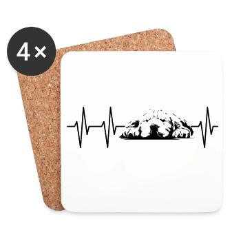 schlafender hund herzschlag Puls Illustration Logo - Untersetzer (4er-Set) - Weiß - Vorne