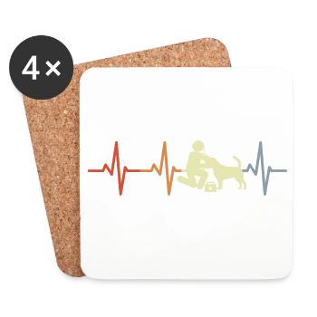 Tierarzt Strichfiguren EKG - Untersetzer (4er-Set) - Weiß - Vorne