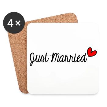 ICH HABE GERADE GEHEIRATET. Junggesellinnenabschied. VALENTINSTAG. PAAR. LIEBE - Untersetzer (4er-Set) - Weiß - Vorne