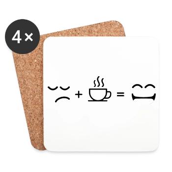 Trauriges Gesicht nach dem Kaffeetrinken und glücklich - Untersetzer (4er-Set) - Weiß - Vorne