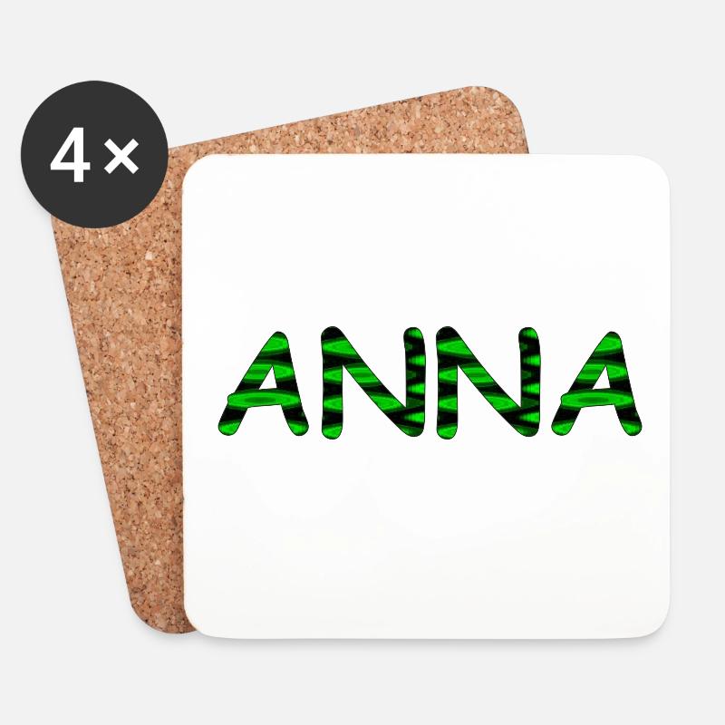 Vorname "Anna" - Neon Style - Untersetzer (4er-Set) - Weiß