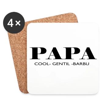 PAPA COOL GENTIL BARBU. FÊTE DES PERES - Dessous de verre (lot de 4) - blanc - Devant