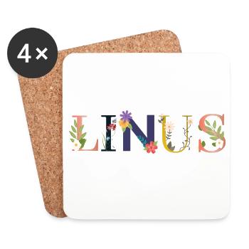 LINUS name decorated with flowers - Coasters (set of 4) - white - Front