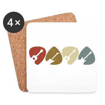 Lecteur de médiator de guitare rétro vintage - Dessous de verre (lot de 4) - blanc - Devant