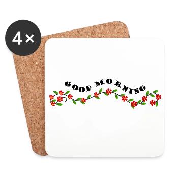Good morning - Guten Morgen Gruß - Coasters (set of 4) - white - Front
