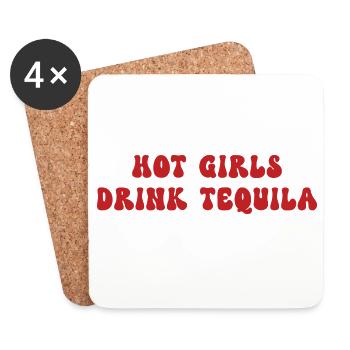 Humorvoller Aperitif Mädchen trinken Tequila - Untersetzer (4er-Set) - Weiß - Vorne
