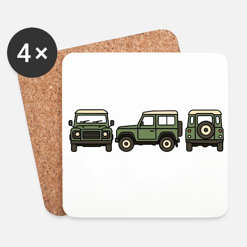 Geländewagen - Untersetzer (4er-Set) - Weiß