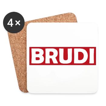 BRUDI T-shirt à logo rouge audacieux - Dessous de verre (lot de 4) - blanc - Devant