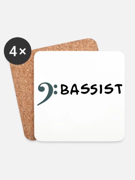 Ich spiele Bass - Ich bin Bassist - Untersetzer (4er-Set) - Weiß