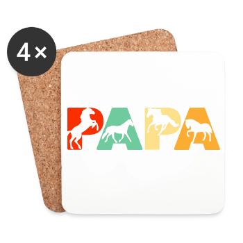 Retro Papa Horse Dad Funny Horse Papa Fathers Day - Coasters (set of 4) - white - Front