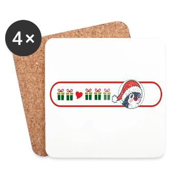 Pingouin de Noël avec cadeaux - Dessous de verre (lot de 4) - blanc - Devant