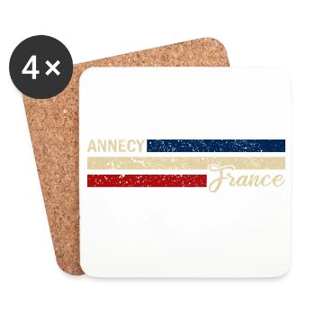 France - Annecy - France - Flag - Stripes - Coasters (set of 4) - white - Front