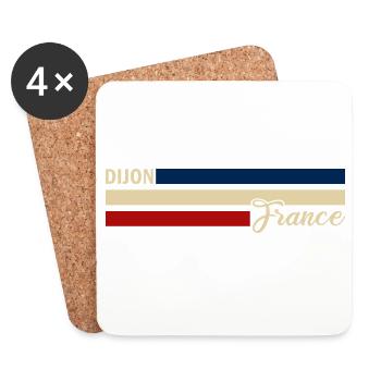 France - Dijon - Frankreich - Flagge - Streifen - Untersetzer (4er-Set) - Weiß - Vorne