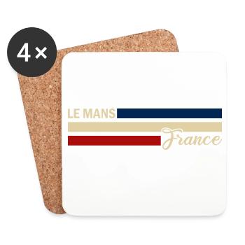 France - Le - Mans - Frankreich - Flagge Streifen - Untersetzer (4er-Set) - Weiß - Vorne