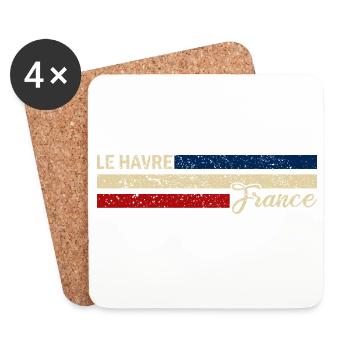 France - Le Havre - Frankreich - Flagge - Streifen - Untersetzer (4er-Set) - Weiß - Vorne