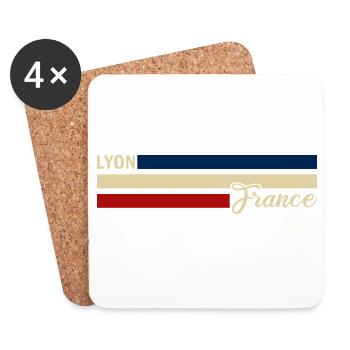 France - Lyon - Frankreich - Flagge - Streifen - Untersetzer (4er-Set) - Weiß - Vorne